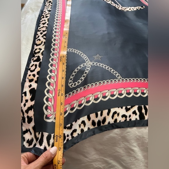Juicy Couture Long Silky Scarf | Large Logo | Multi Color Leopard Print | NWT. - Picture 8 of 9